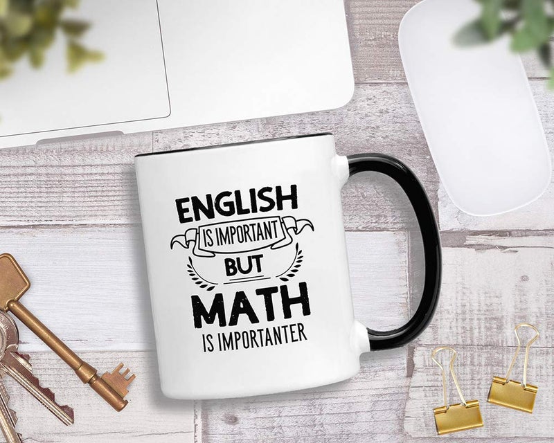 Casitika Funny Math Mug for Teachers. English is Important but Math is Importanter 11 oz Geek Coffee Cup. Mathematician Jokes Gift Idea for Professor or Student. - Image 2